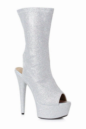 609-HARPER Stripper Bootie | Silver Glitter