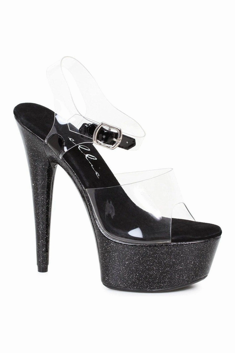 609-KNOX Stripper Sandal | Black Glitter
