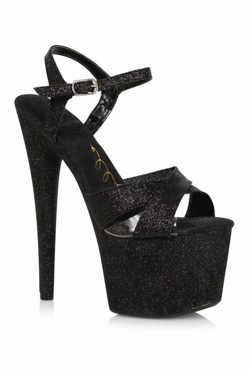 709-VICKY Sandal | Black Faux Leather
