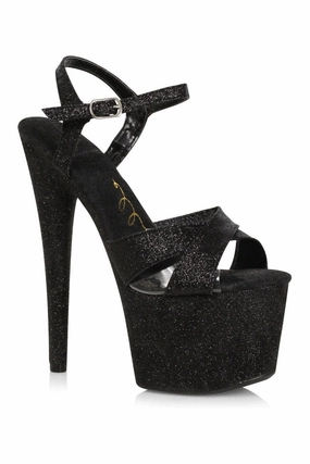 709-VICKY Sandal | Black Faux Leather