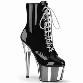 7 Inch Heel ADORE-1020 Black Pat Silver