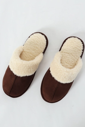 Aaron Fur Lined Slipper - Brown