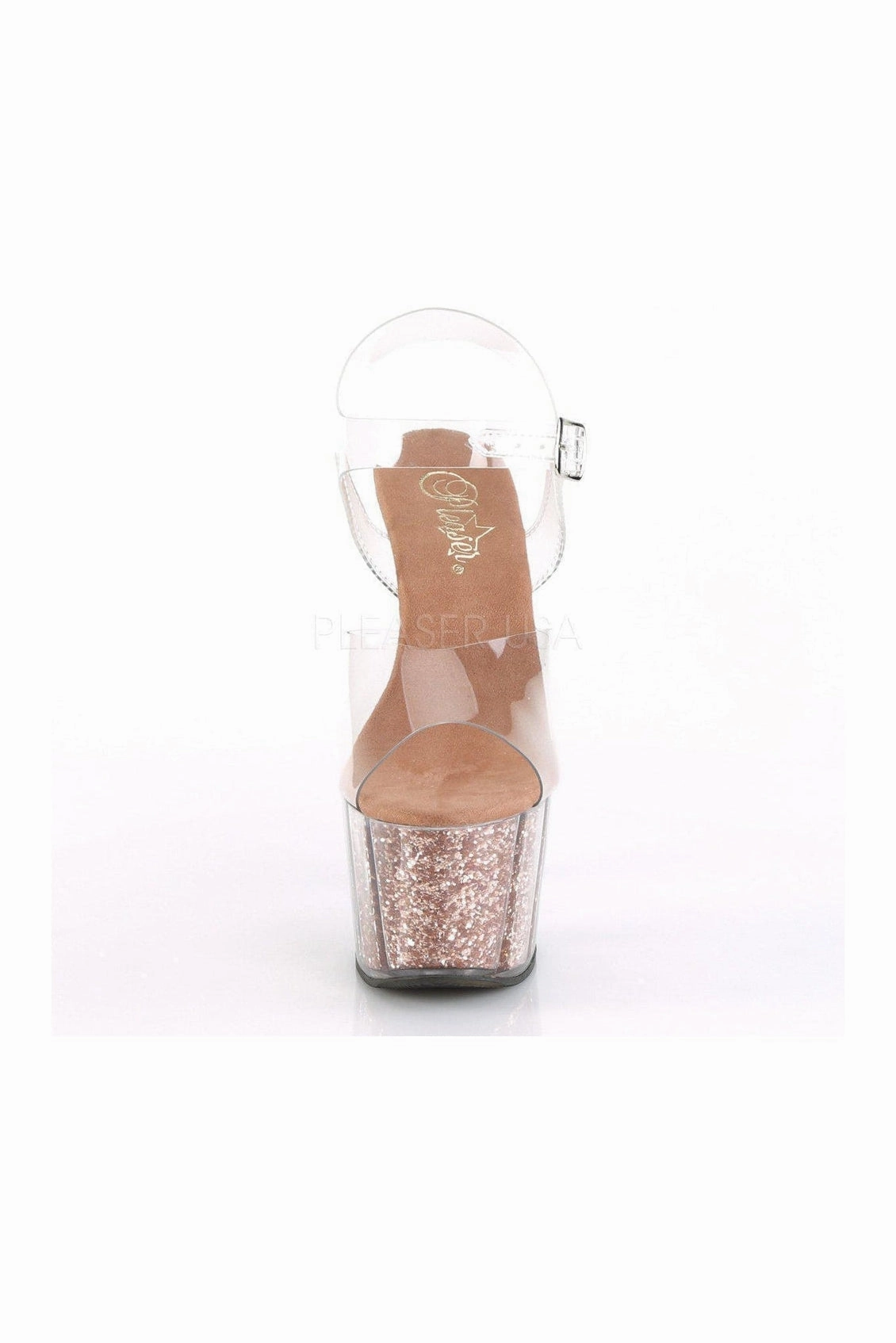 ADORE-708G Platform Sandal | Clear Vinyl