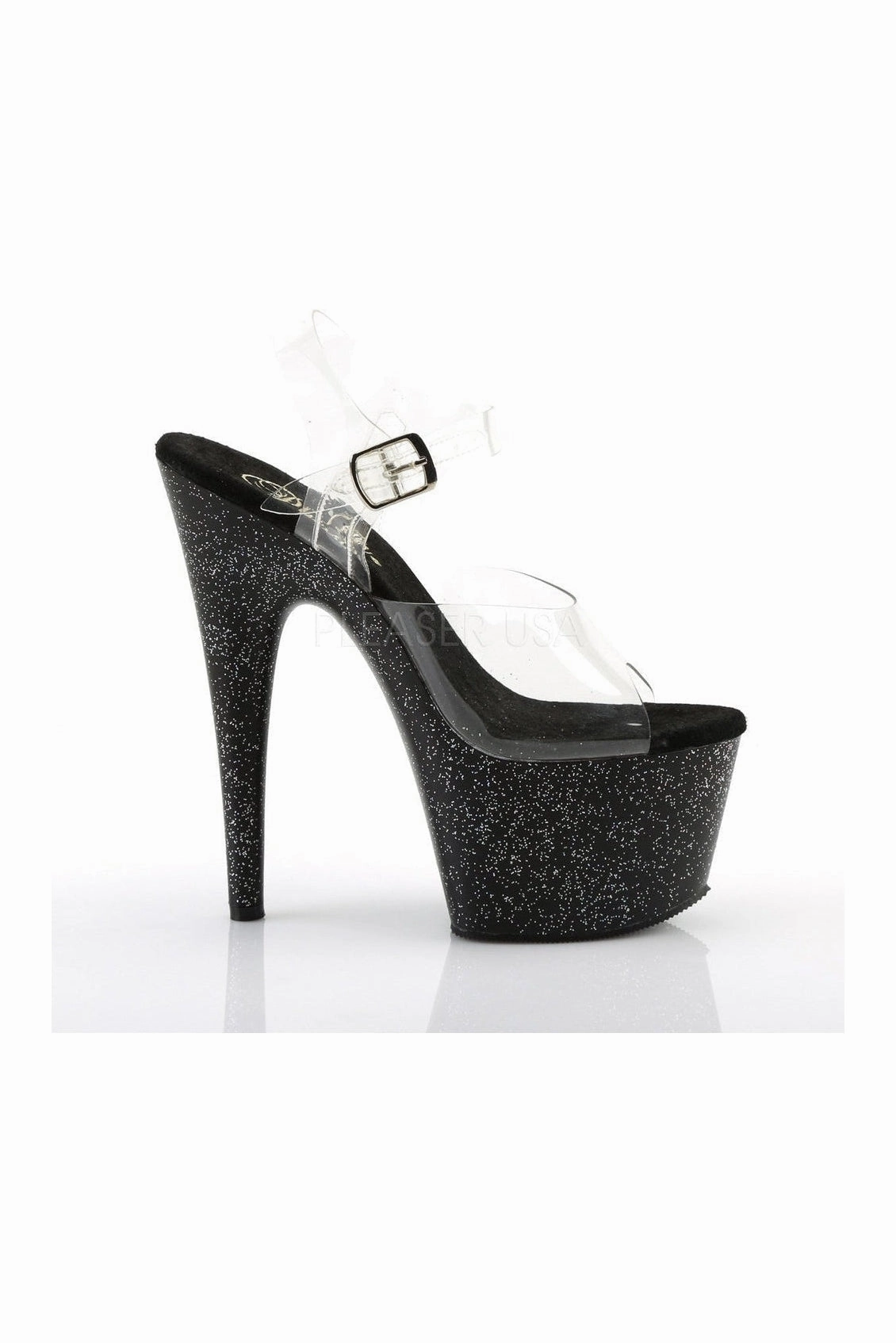 ADORE-708MG Platform Sandal  | Black Vinyl