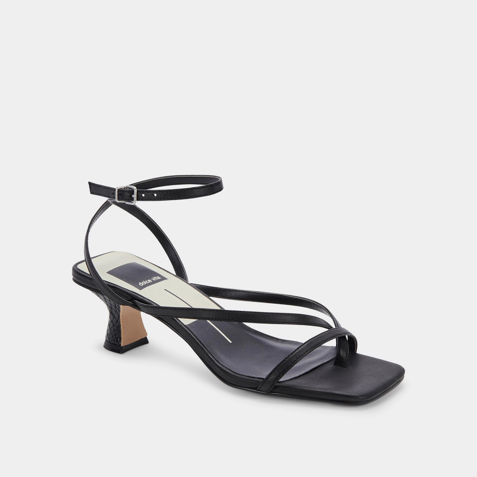 BAYLOR HEELS BLACK LEATHER - re:vita