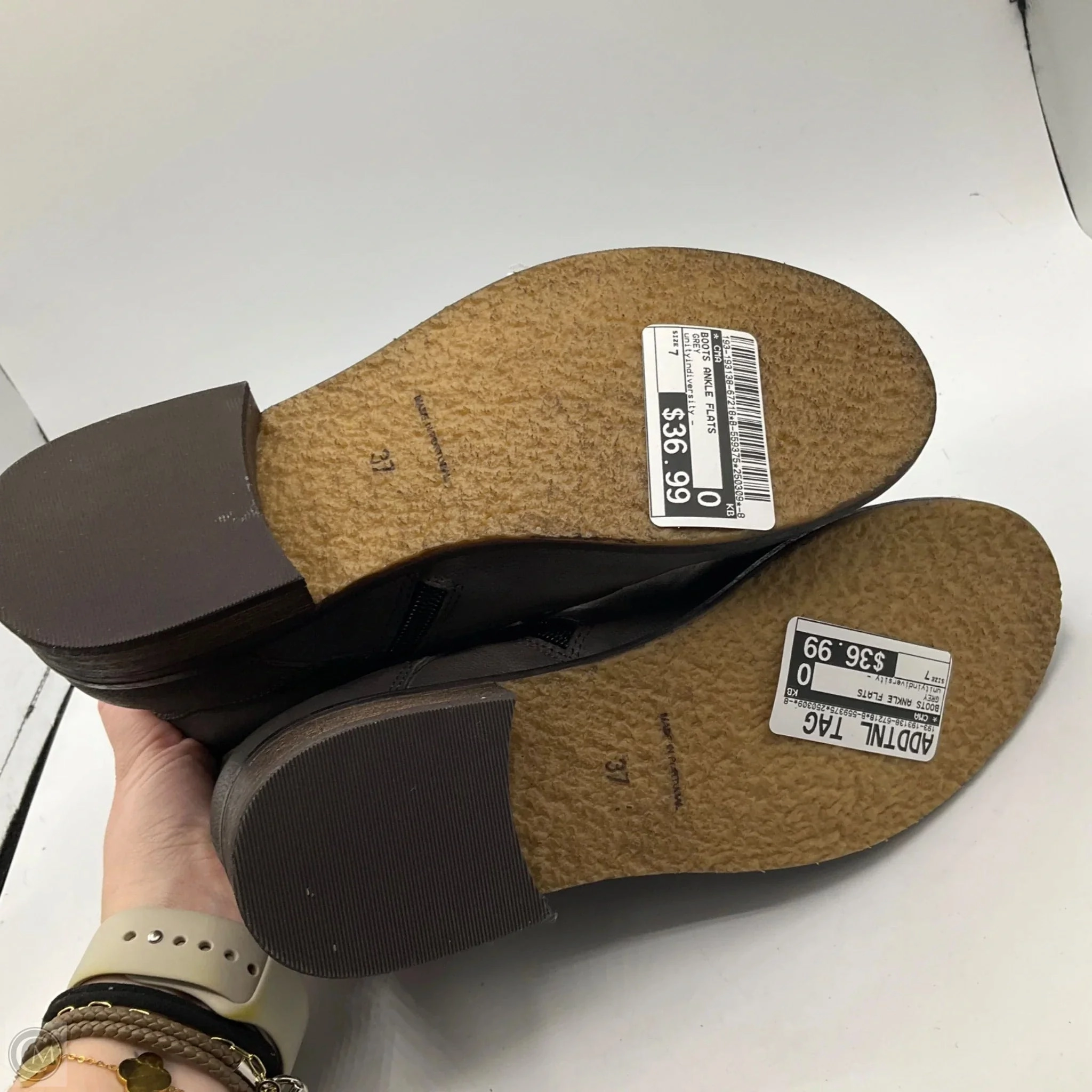 Boots Ankle Flats By Cma In Grey, Size: 7