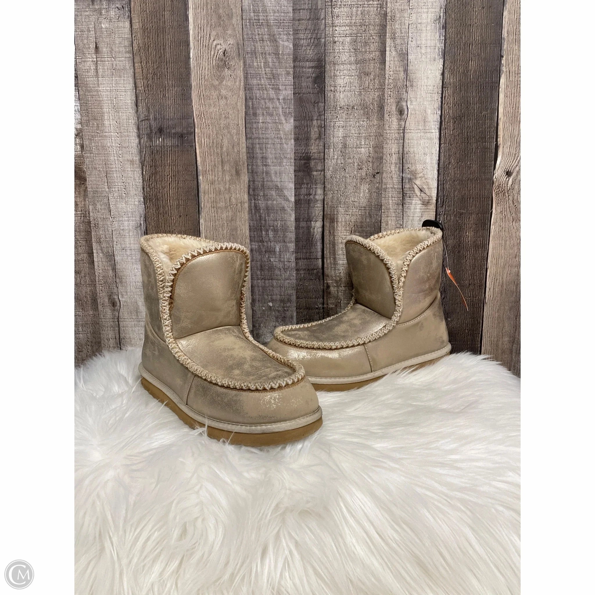 Boots Ankle Flats By Crown Vintage In Gold, Size: 11