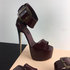 Burgundy Patent Big Belted Platforms