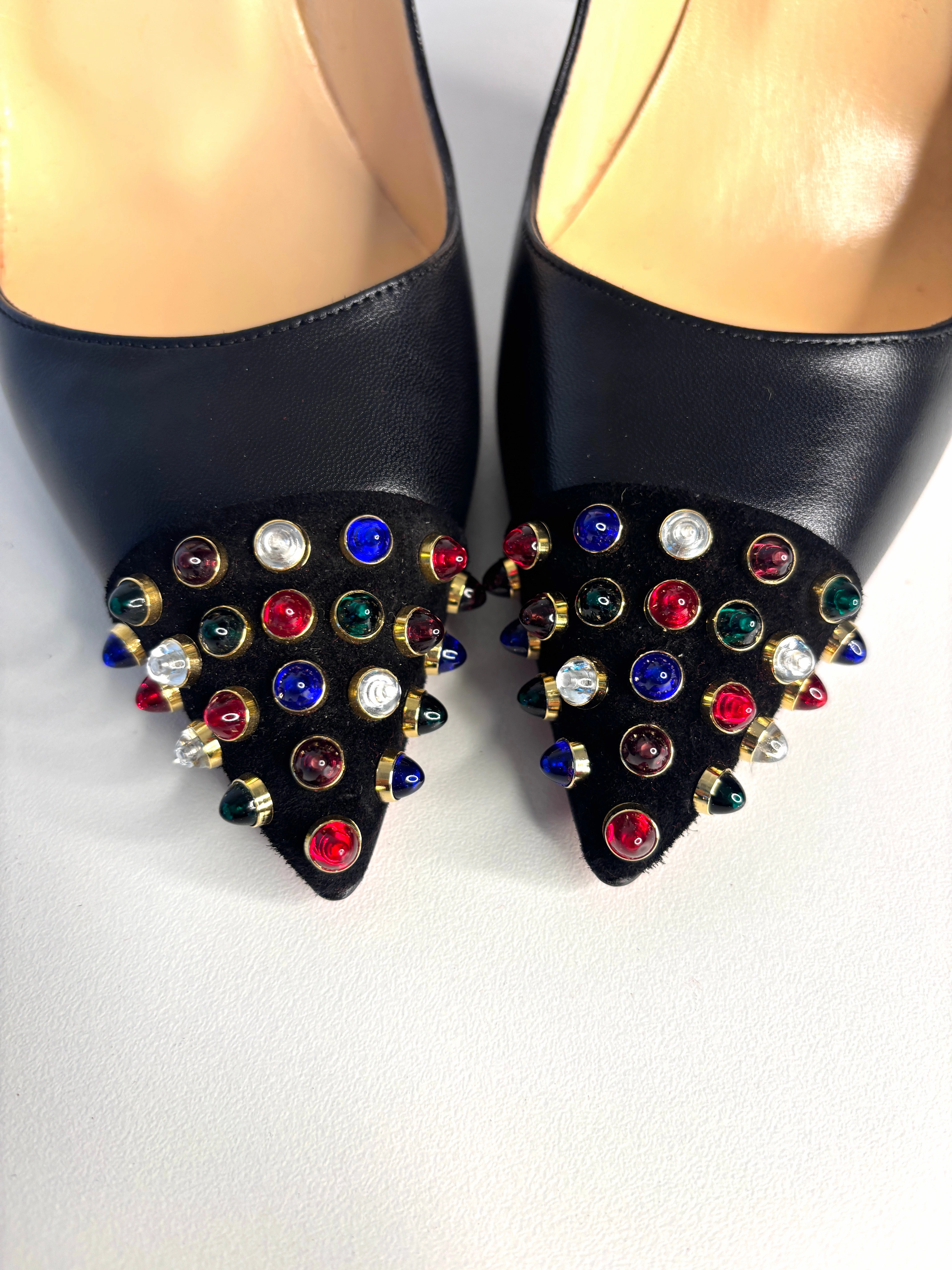Christian Louboutin Cabo Pump Multi Studs Black Leather Heels 39.5 UK6.5