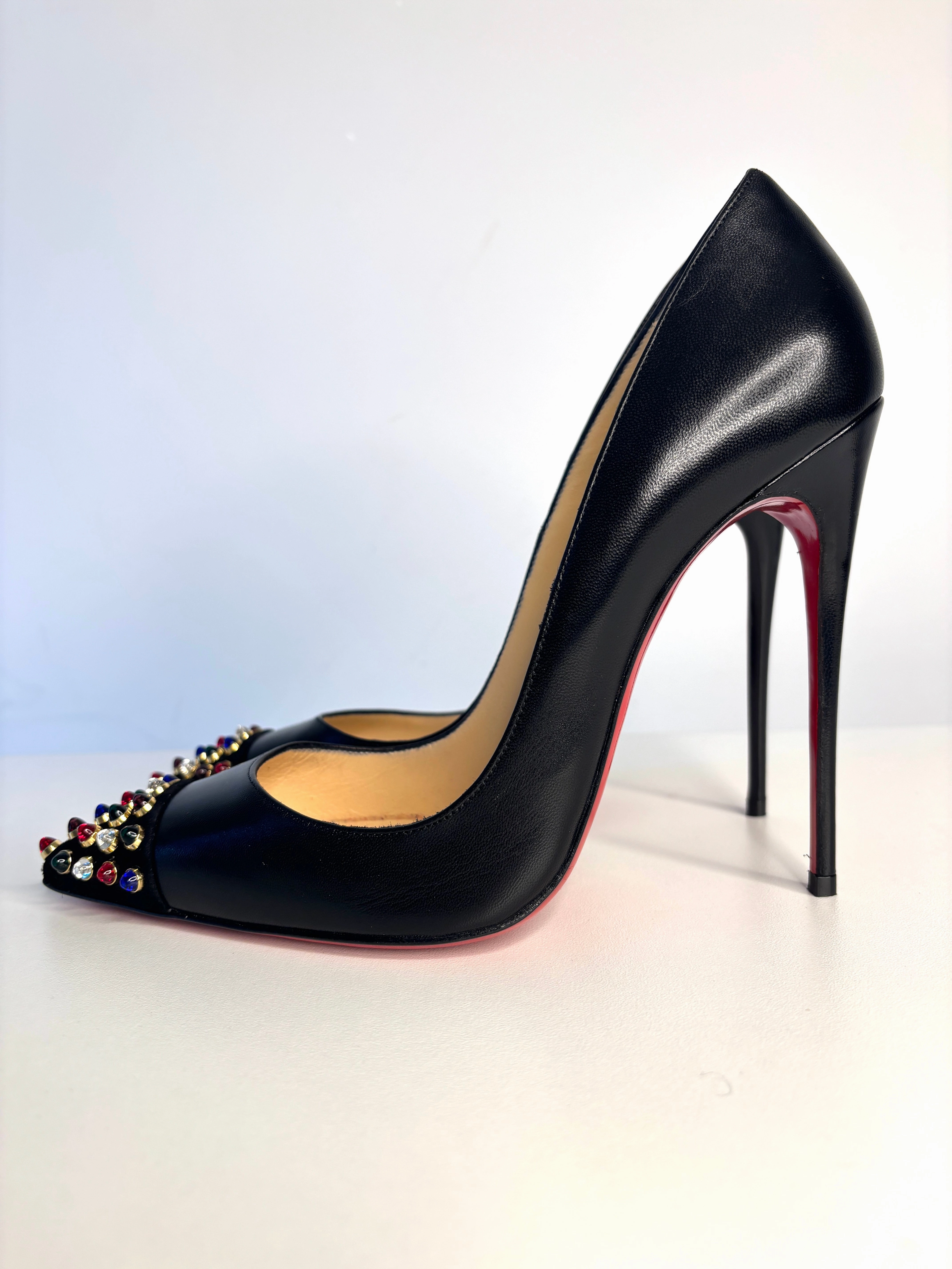 Christian Louboutin Cabo Pump Multi Studs Black Leather Heels 39.5 UK6.5