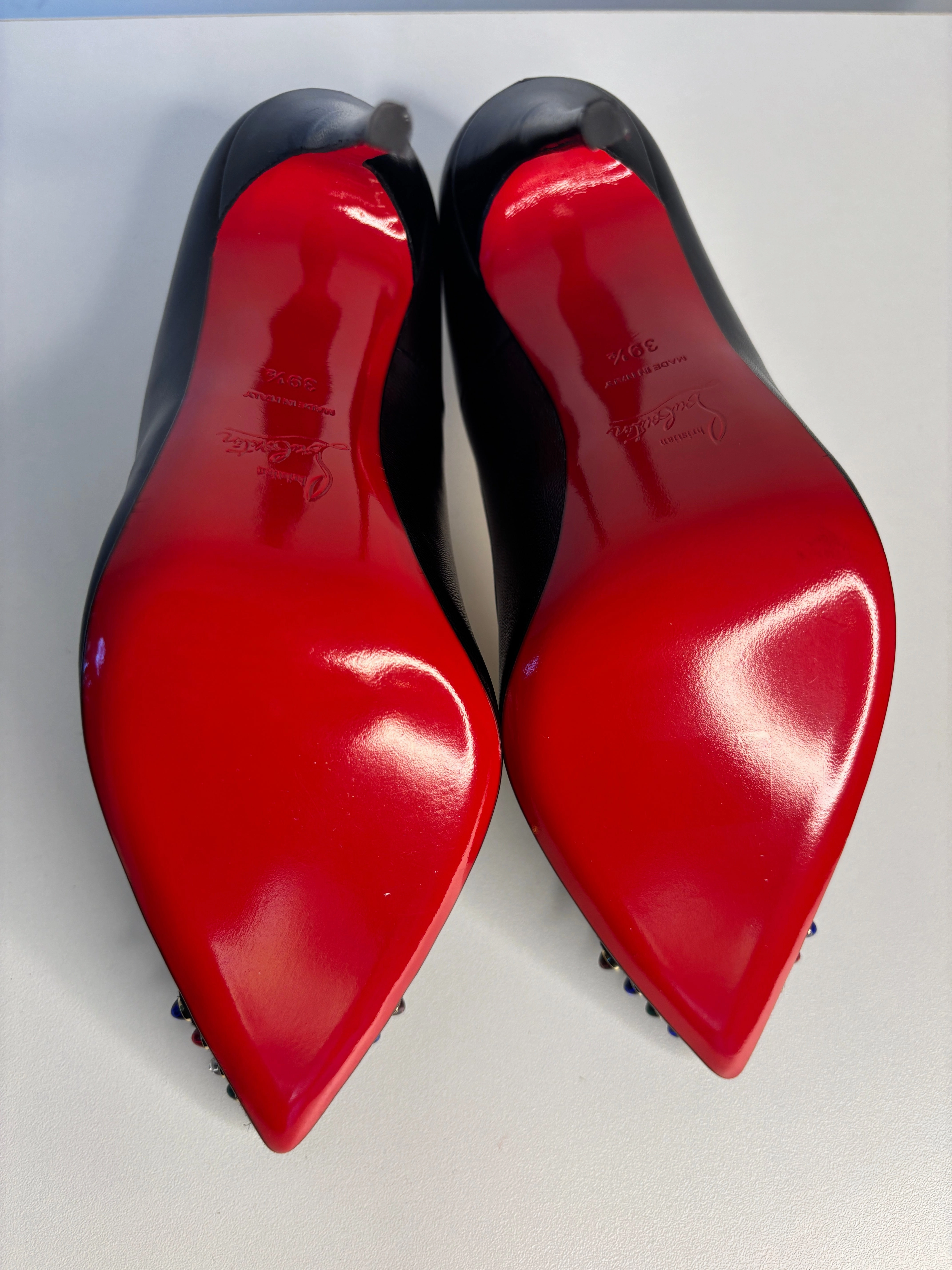 Christian Louboutin Cabo Pump Multi Studs Black Leather Heels 39.5 UK6.5
