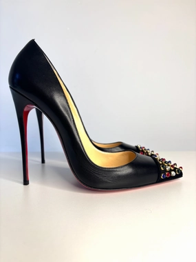 Christian Louboutin Cabo Pump Multi Studs Black Leather Heels 39.5 UK6.5