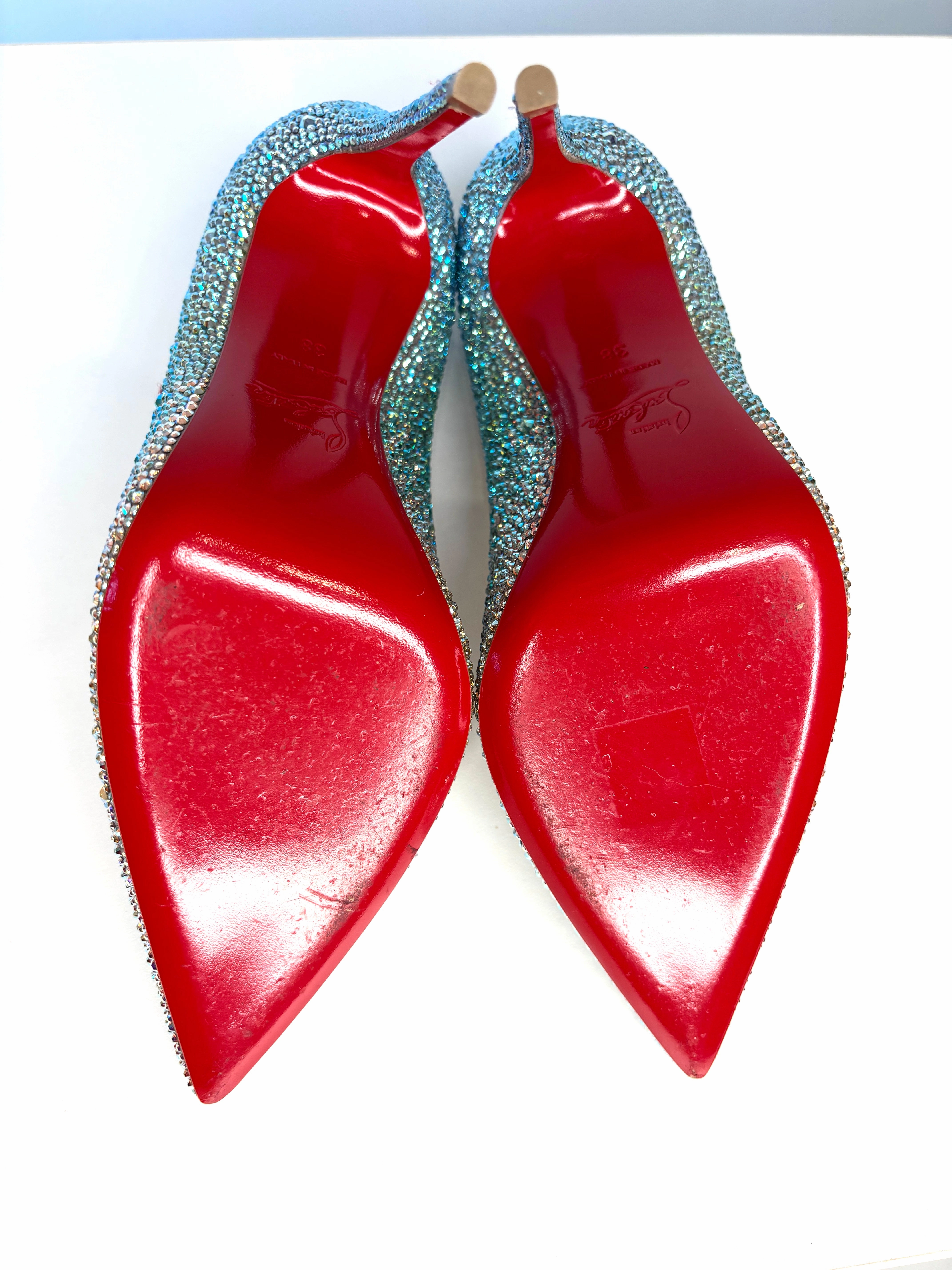 Christian Louboutin Kate Strass Degrade 100 Multi Crystal Heel 38 UK5