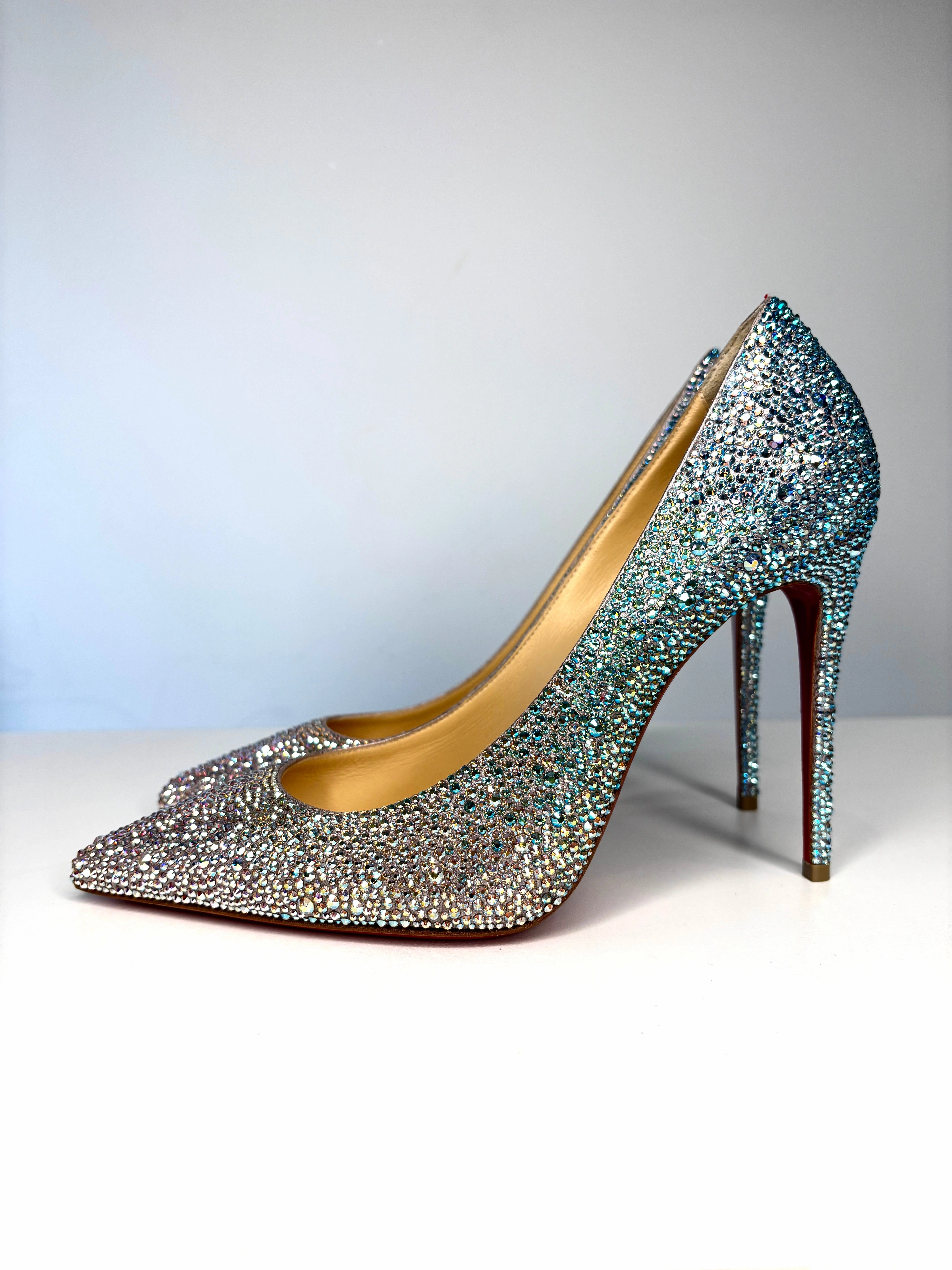 Christian Louboutin Kate Strass Degrade 100 Multi Crystal Heel 38 UK5