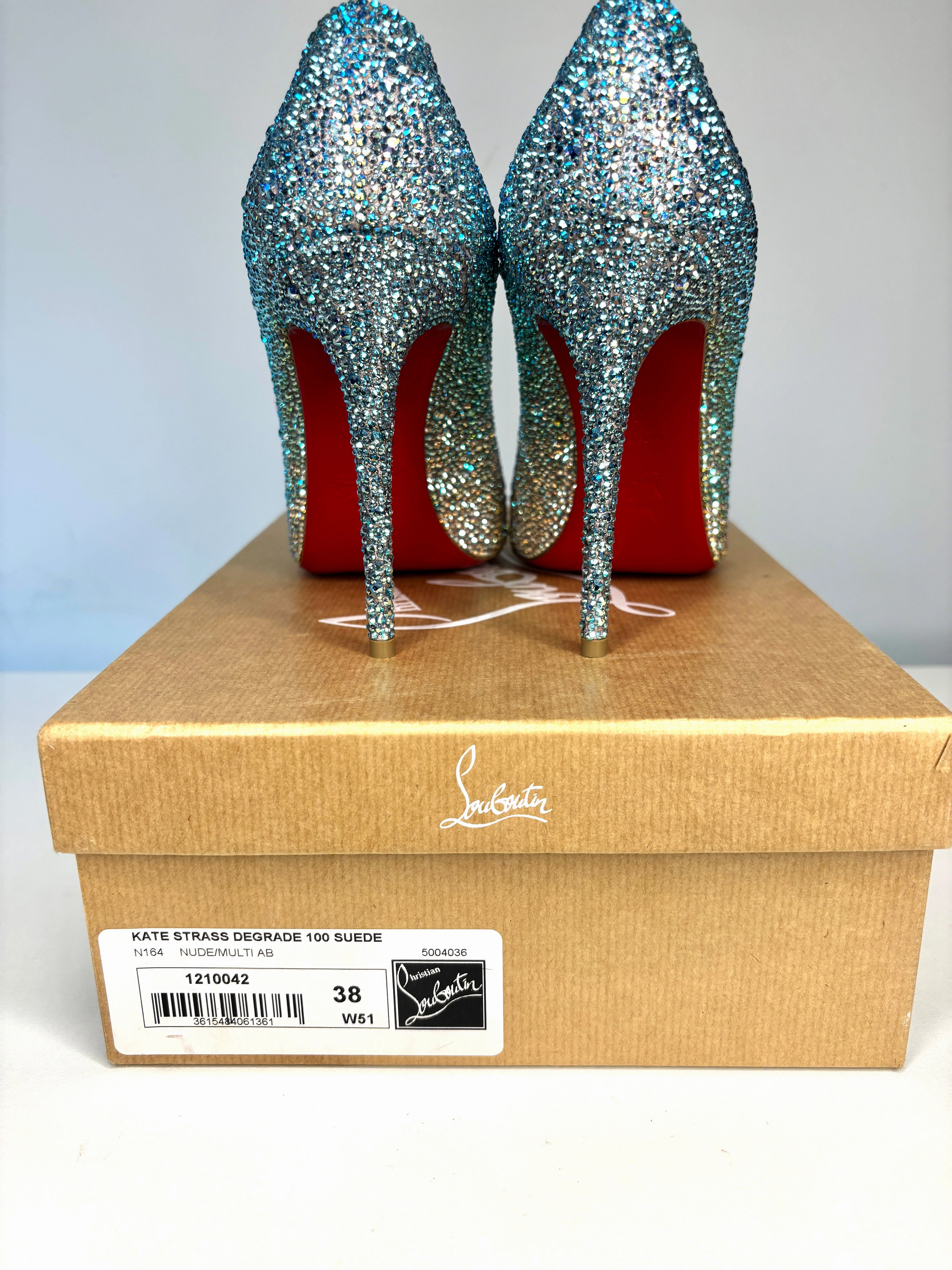 Christian Louboutin Kate Strass Degrade 100 Multi Crystal Heel 38 UK5