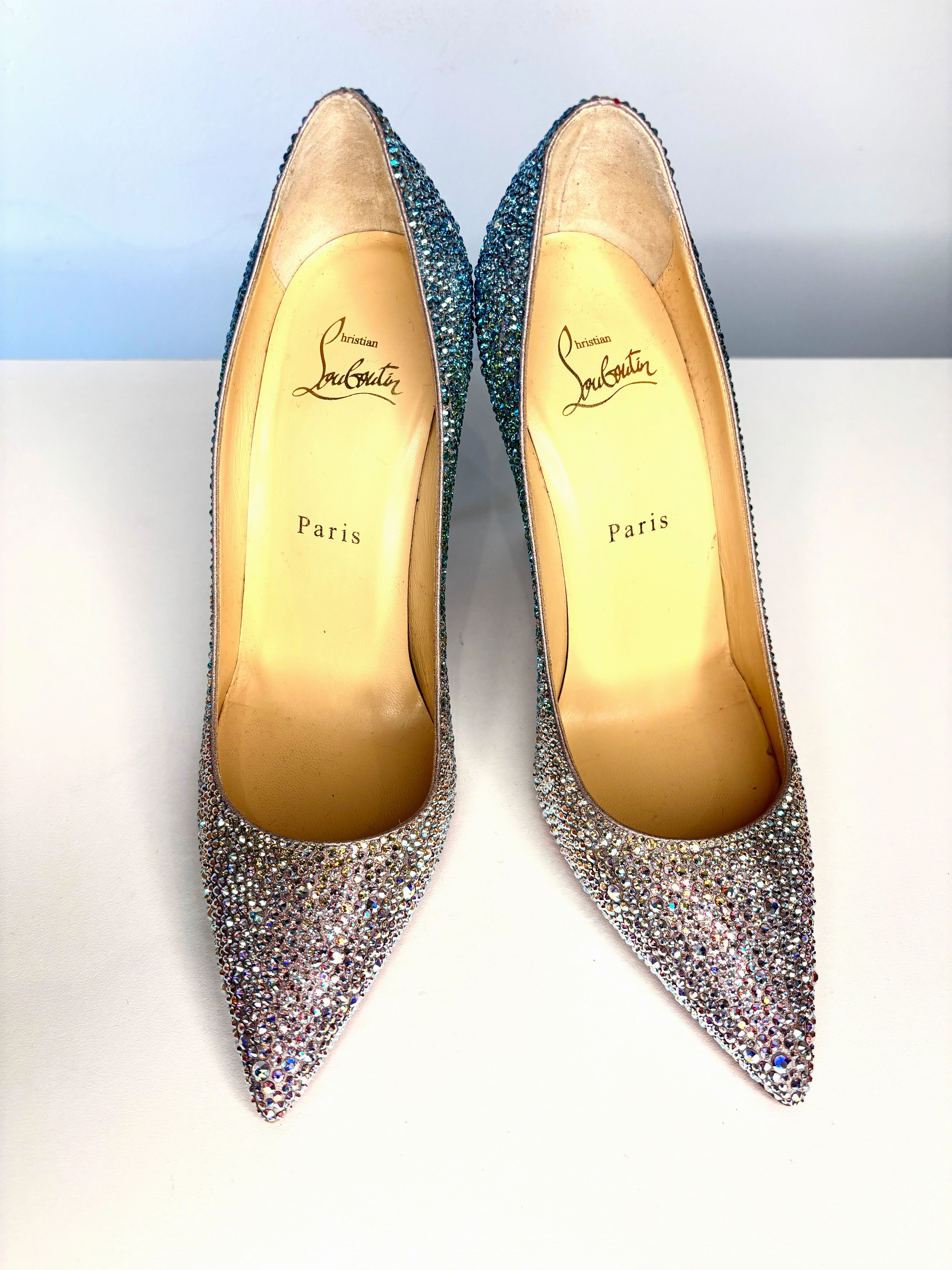 Christian Louboutin Kate Strass Degrade 100 Multi Crystal Heel 38 UK5