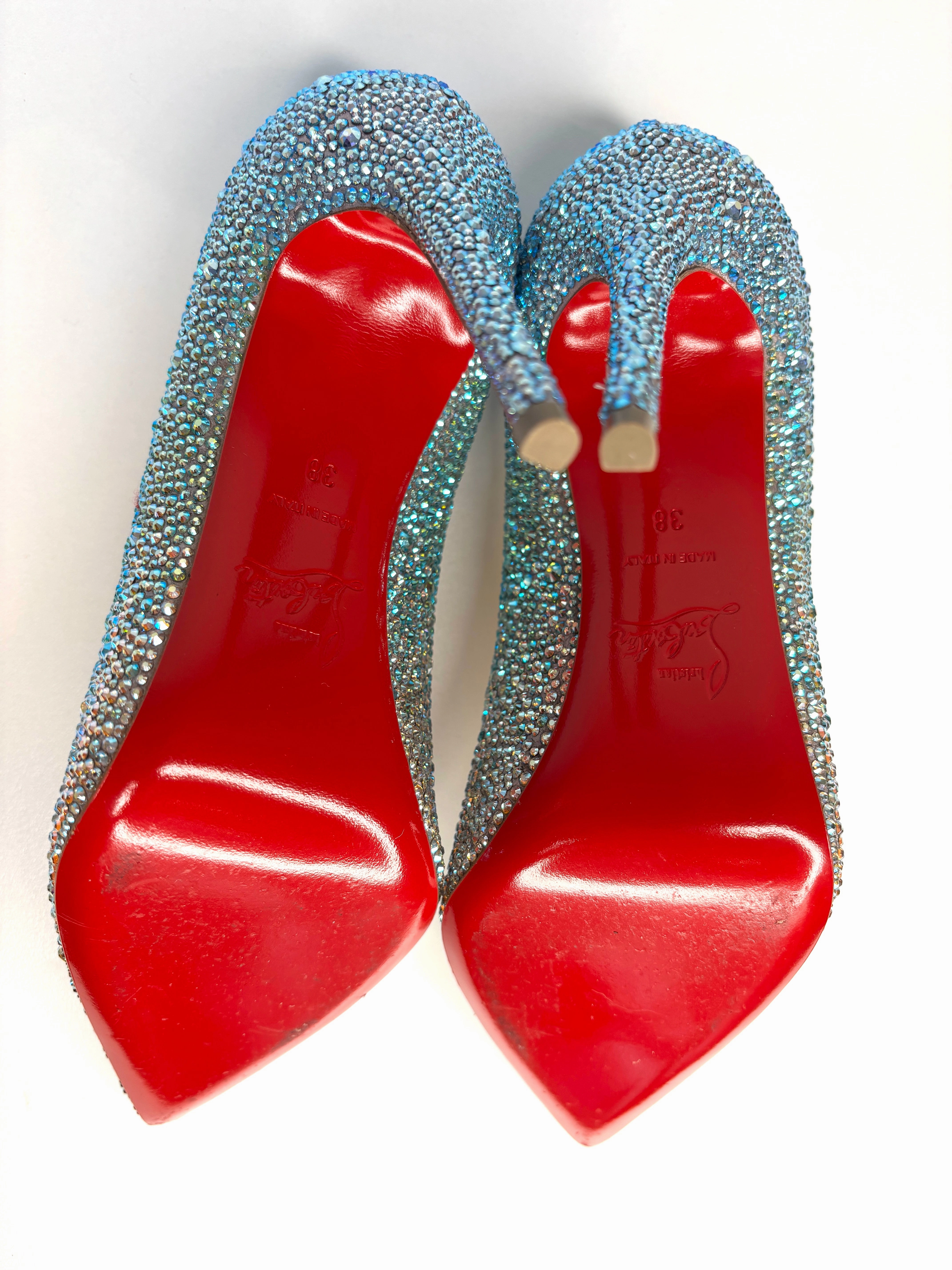 Christian Louboutin Kate Strass Degrade 100 Multi Crystal Heel 38 UK5