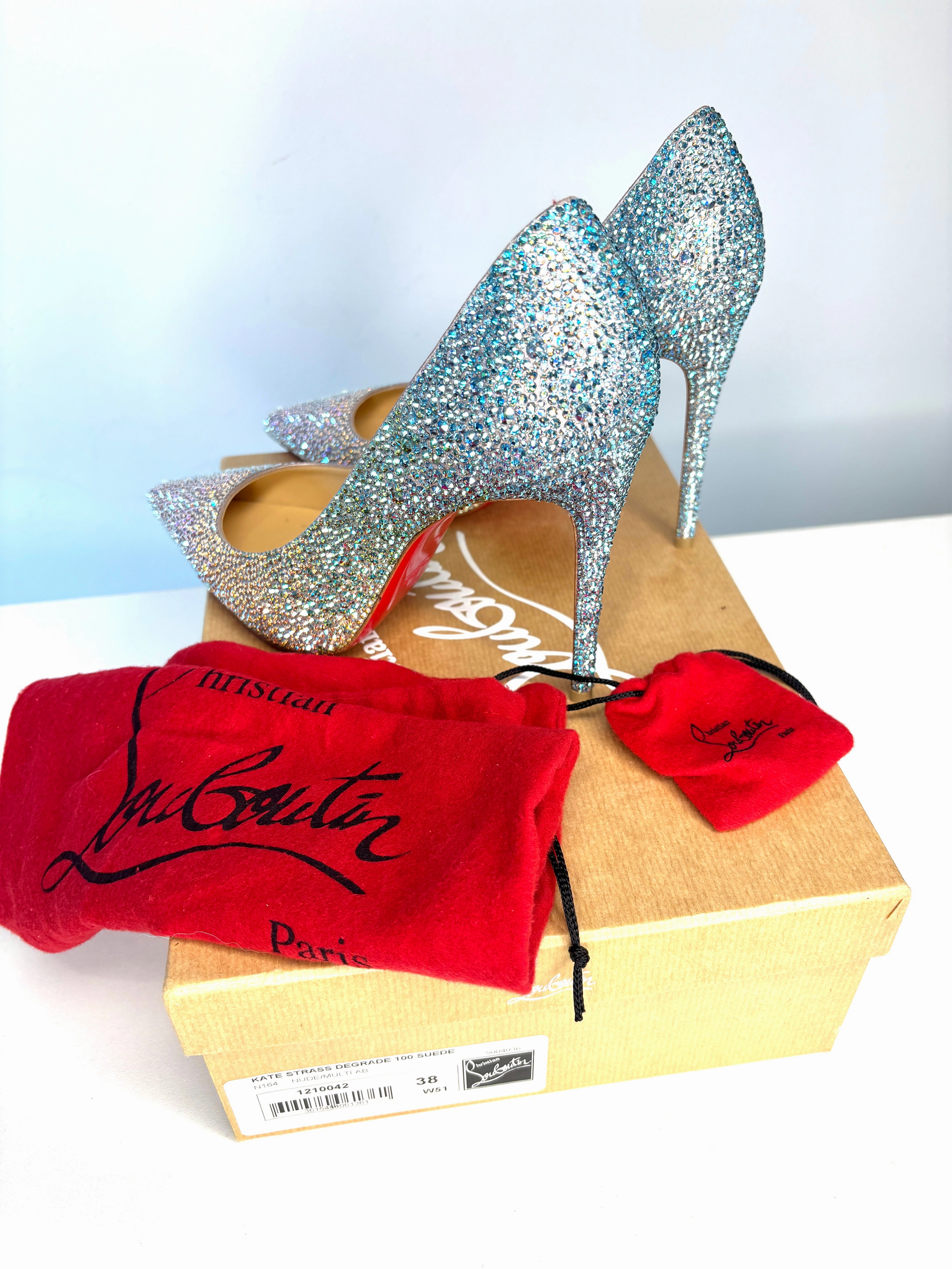Christian Louboutin Kate Strass Degrade 100 Multi Crystal Heel 38 UK5