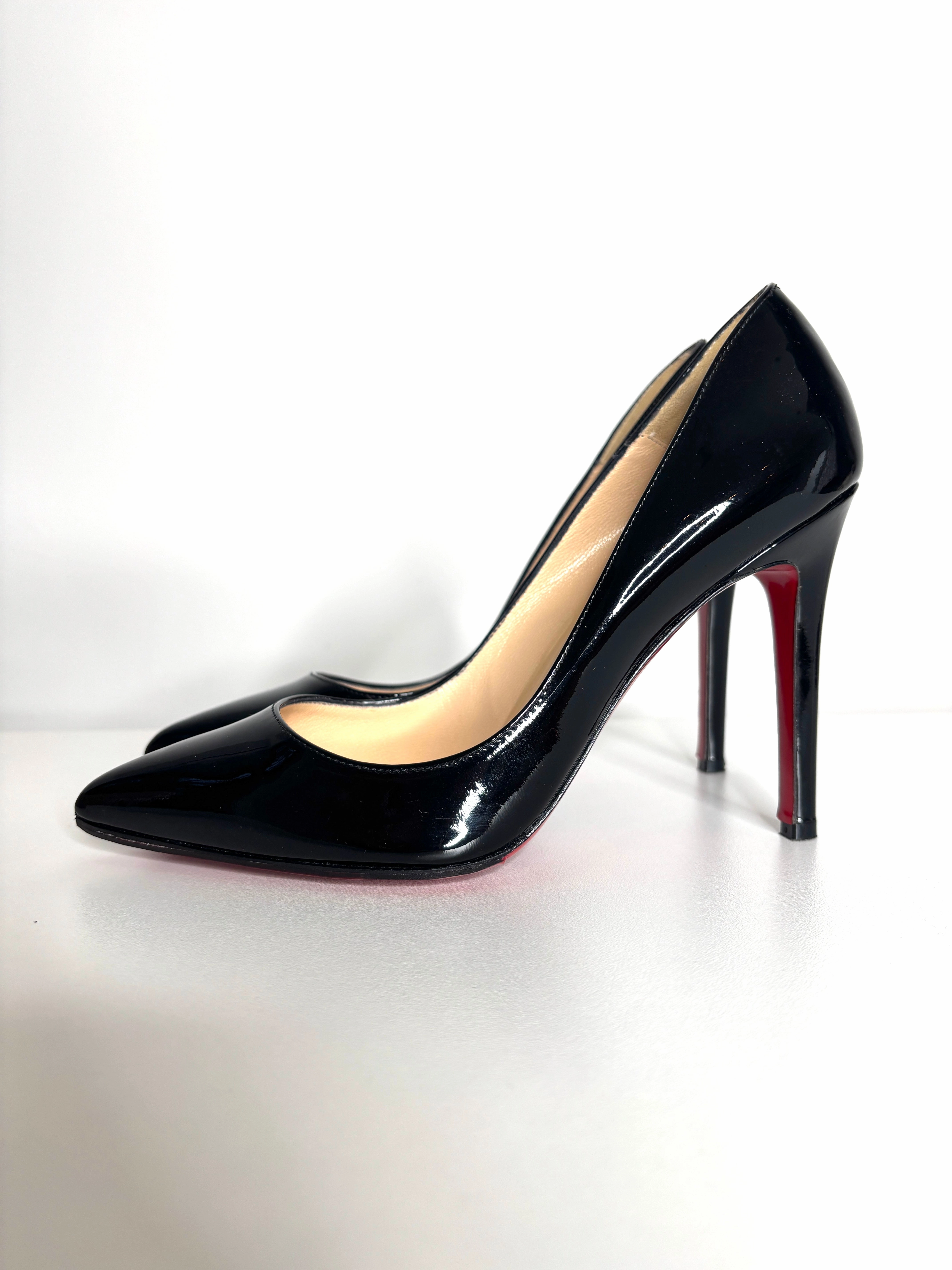 Christian Louboutin Pigalle 100 Black Patent Heels 37 UK4