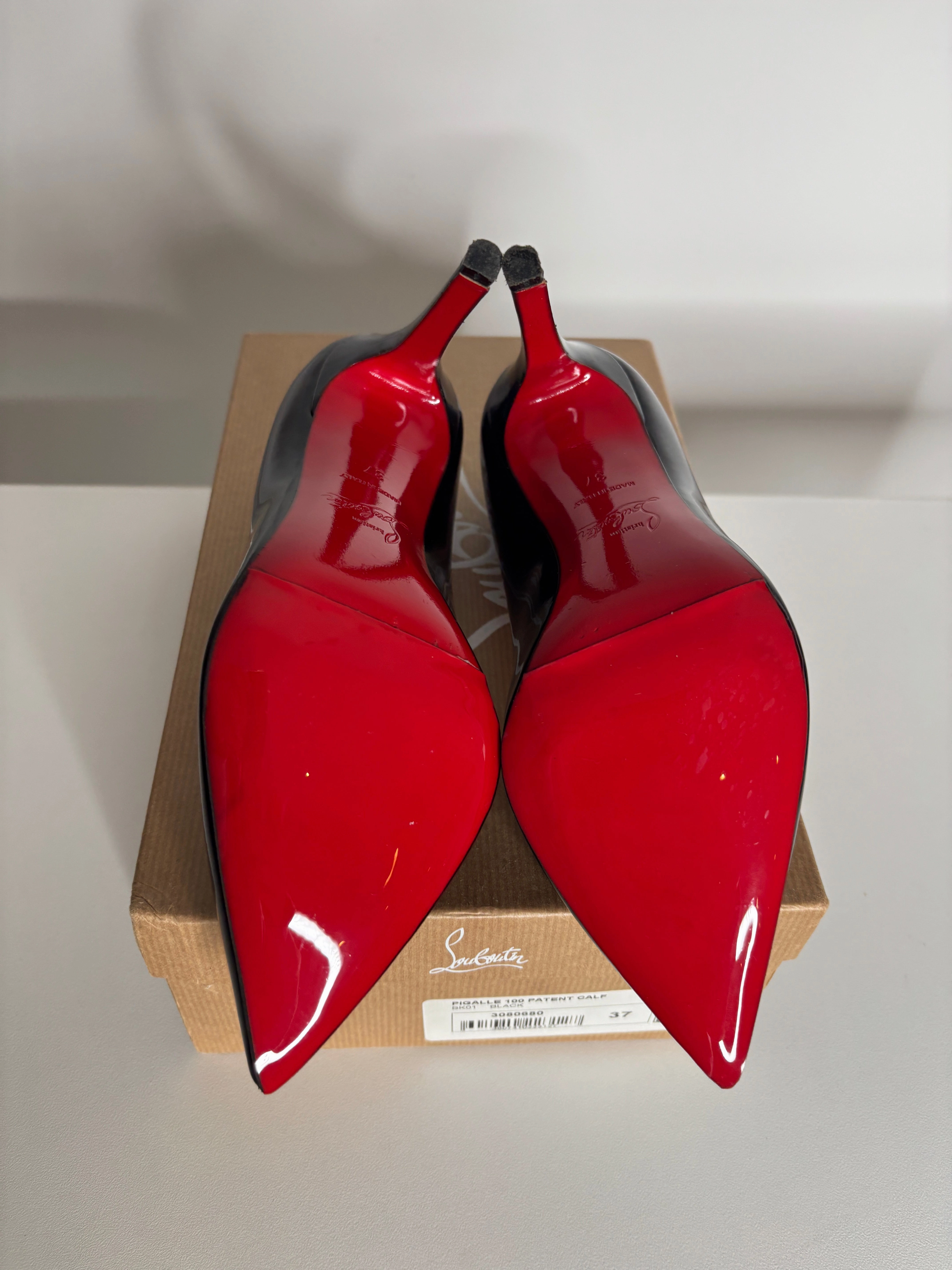 Christian Louboutin Pigalle 100 Black Patent Heels 37 UK4