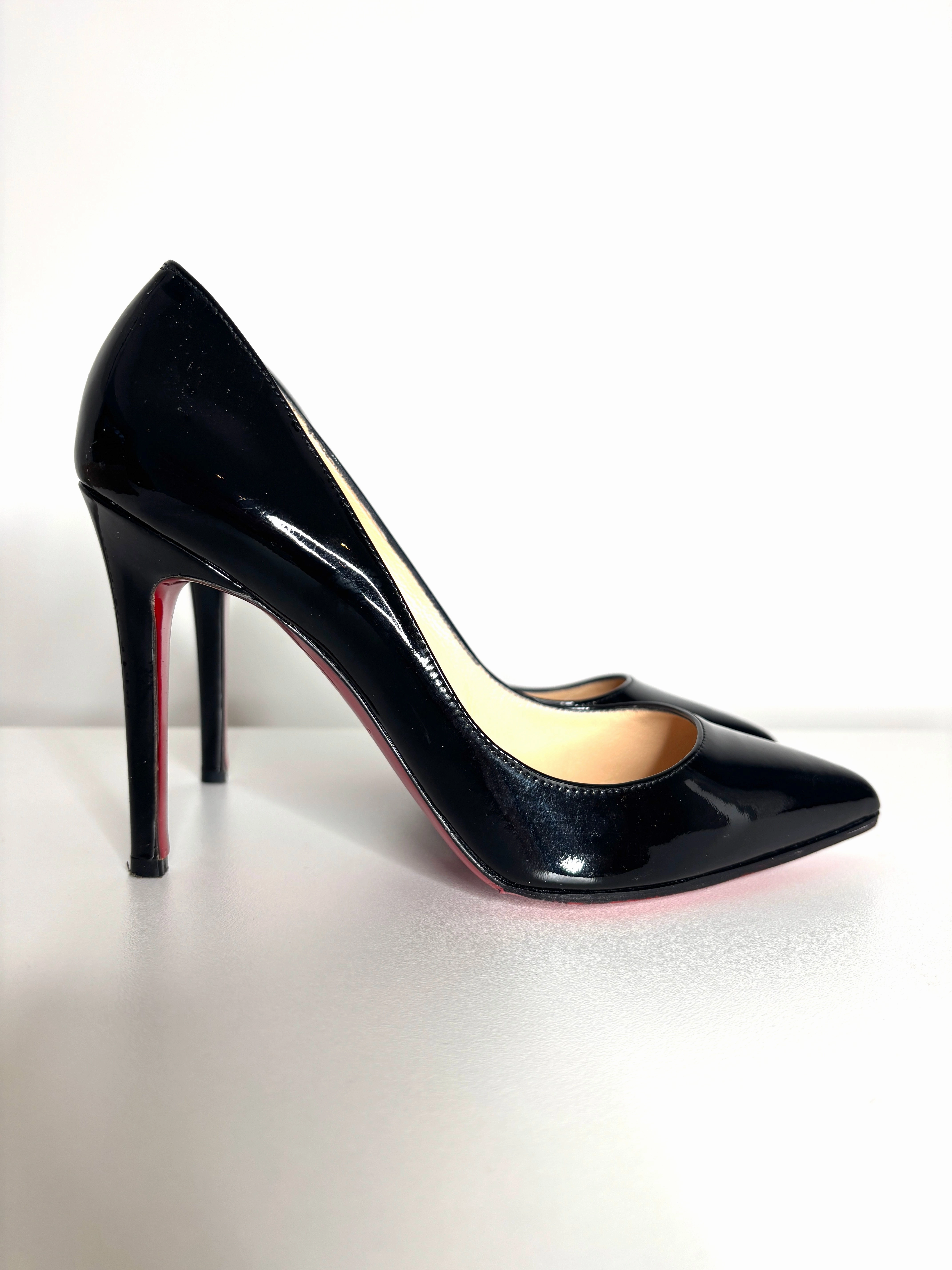 Christian Louboutin Pigalle 100 Black Patent Heels 37 UK4