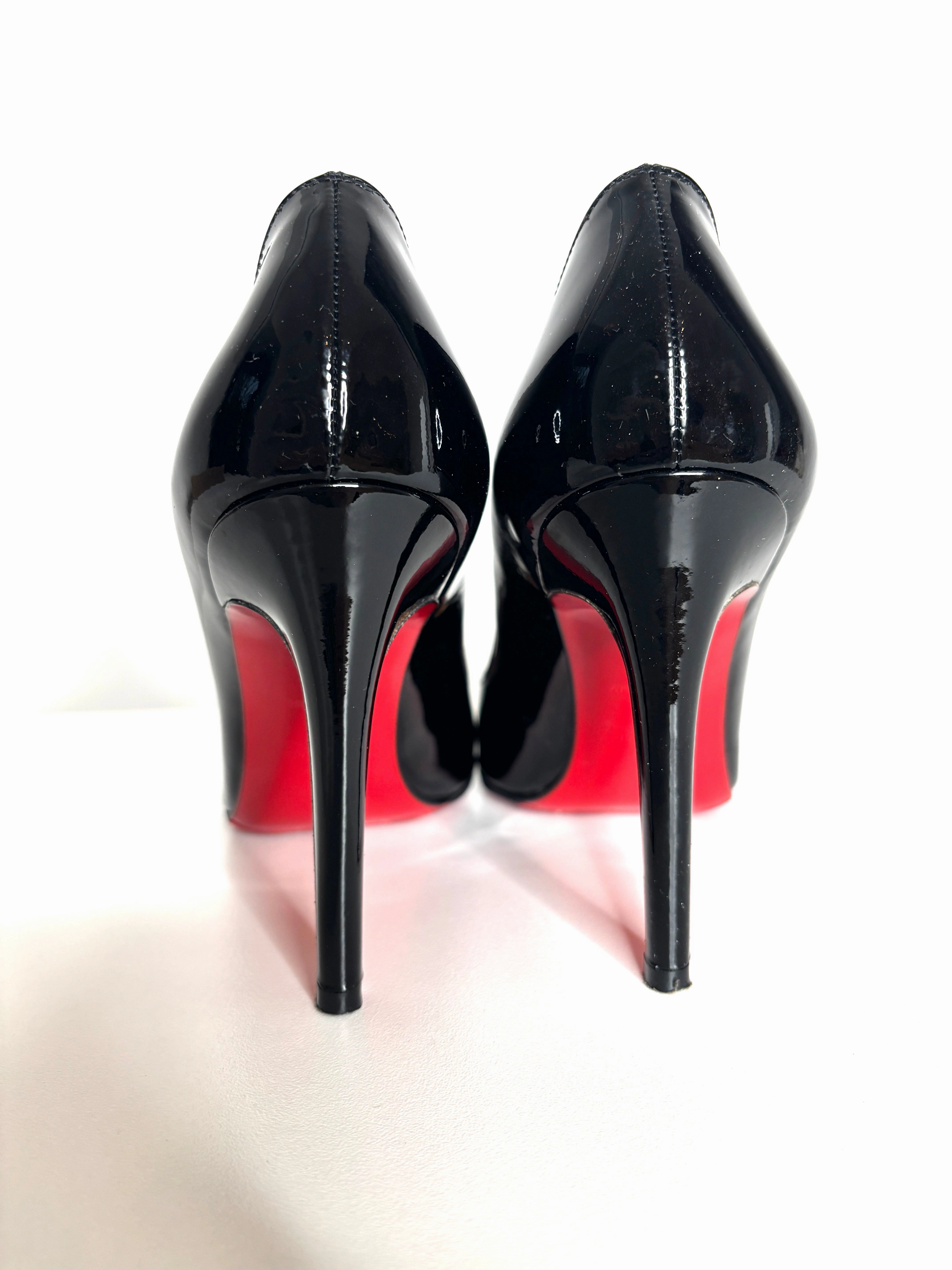 Christian Louboutin Pigalle 100 Black Patent Heels 37 UK4