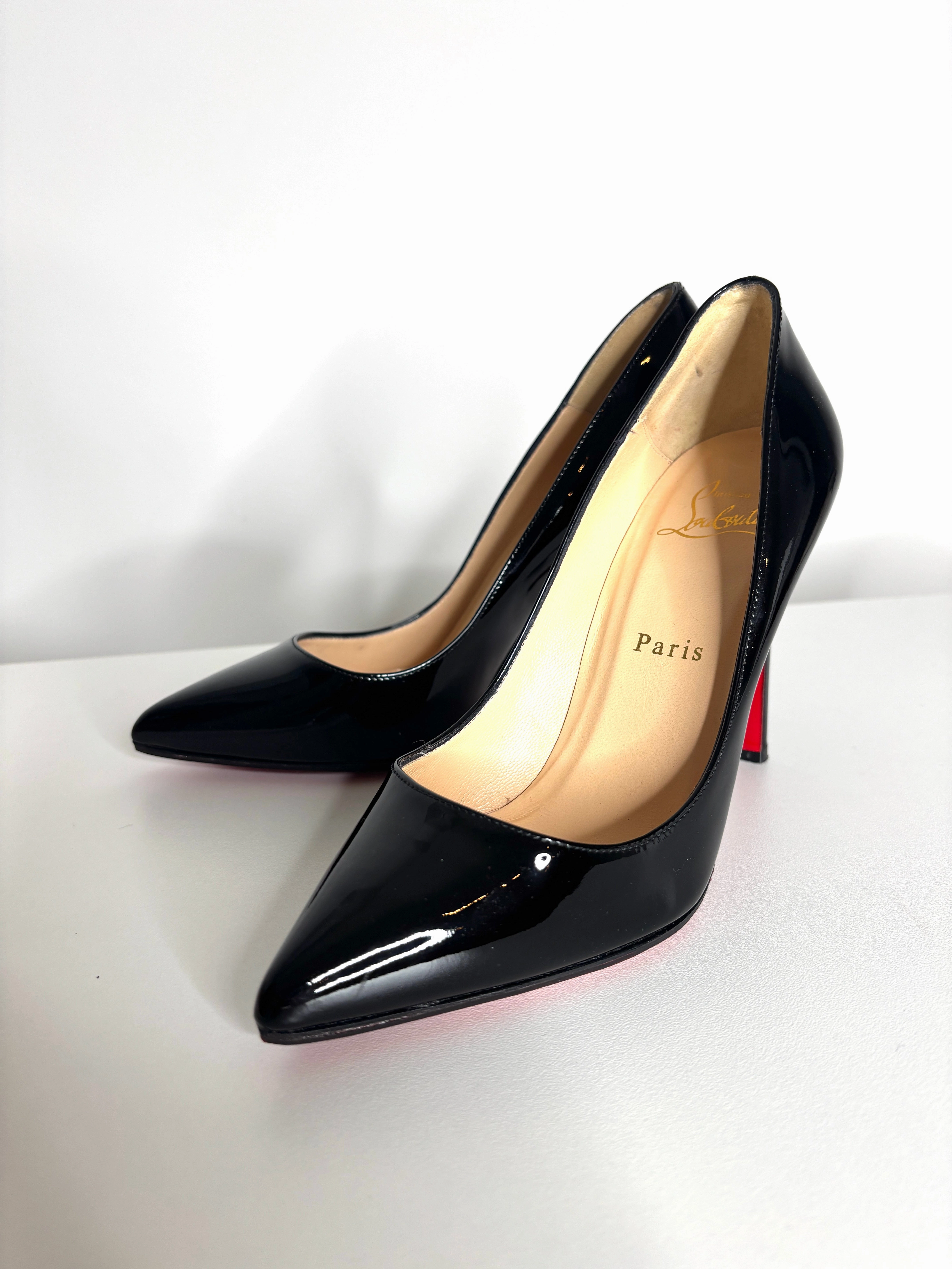Christian Louboutin Pigalle 100 Black Patent Heels 37 UK4