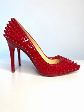 Christian Louboutin Pigalle Spike 100 Red Patent Heels 37 UK4