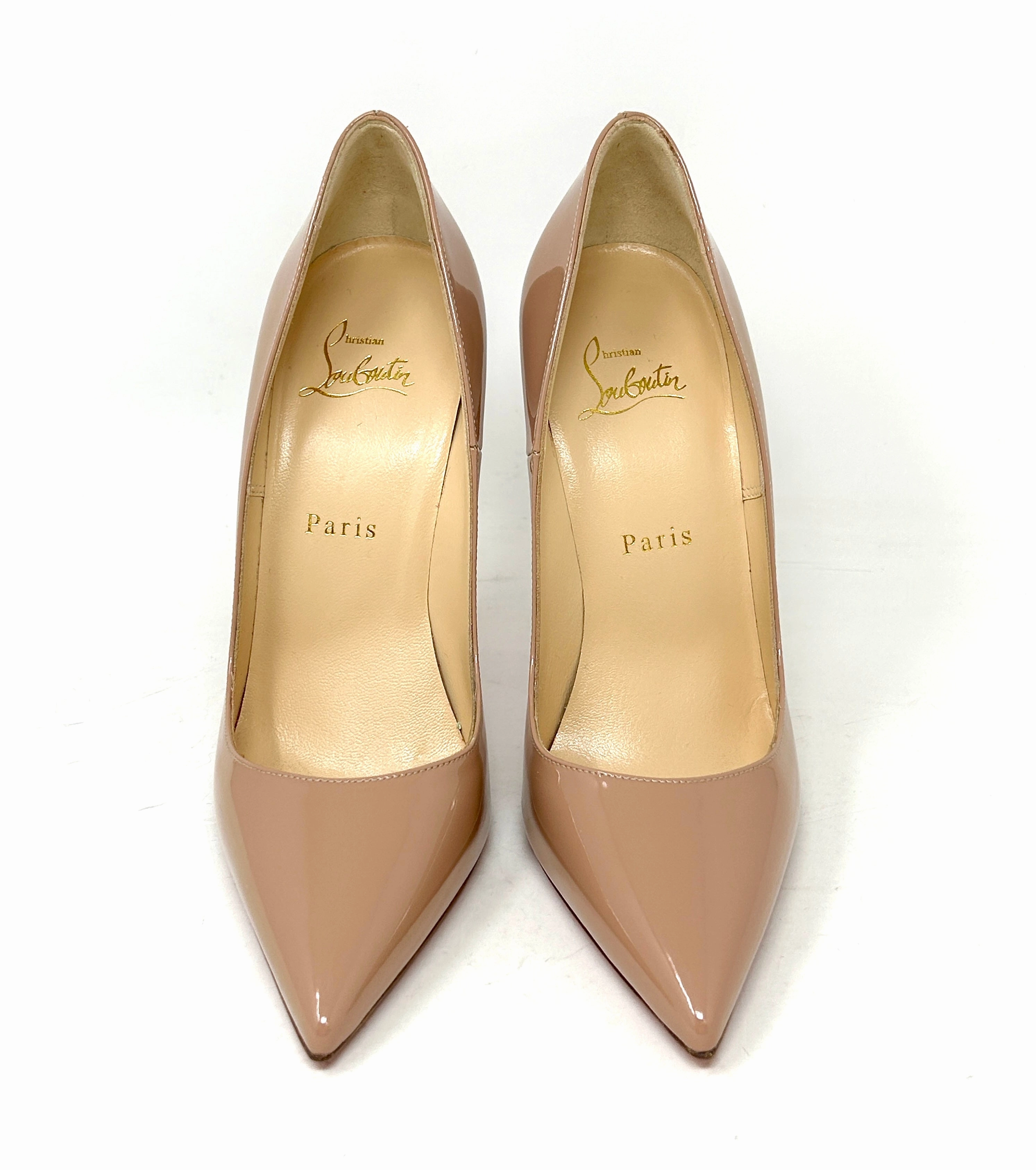 Christian Louboutin So Kate 120 Nude Patent Leather Pump Heels 38 UK 5
