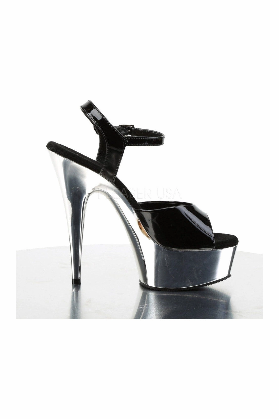DELIGHT-609 Platform Sandal  | Black Patent