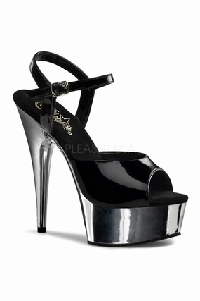 DELIGHT-609 Platform Sandal  | Black Patent