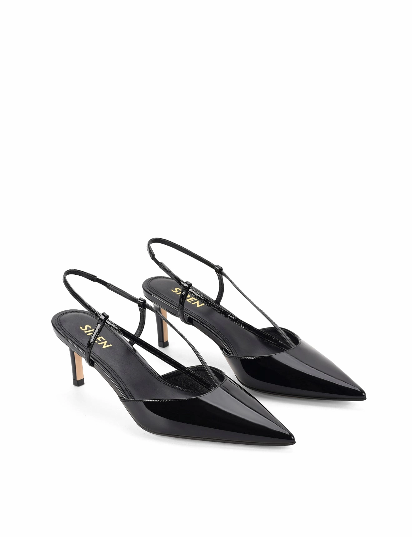 Dreamer Slingback Kitten Heels - Black Patent Leather