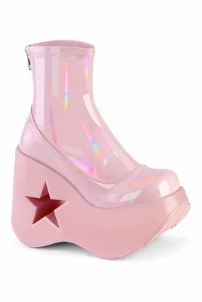 DYNAMITE-100 Pink Hologram Patent Ankle Boot