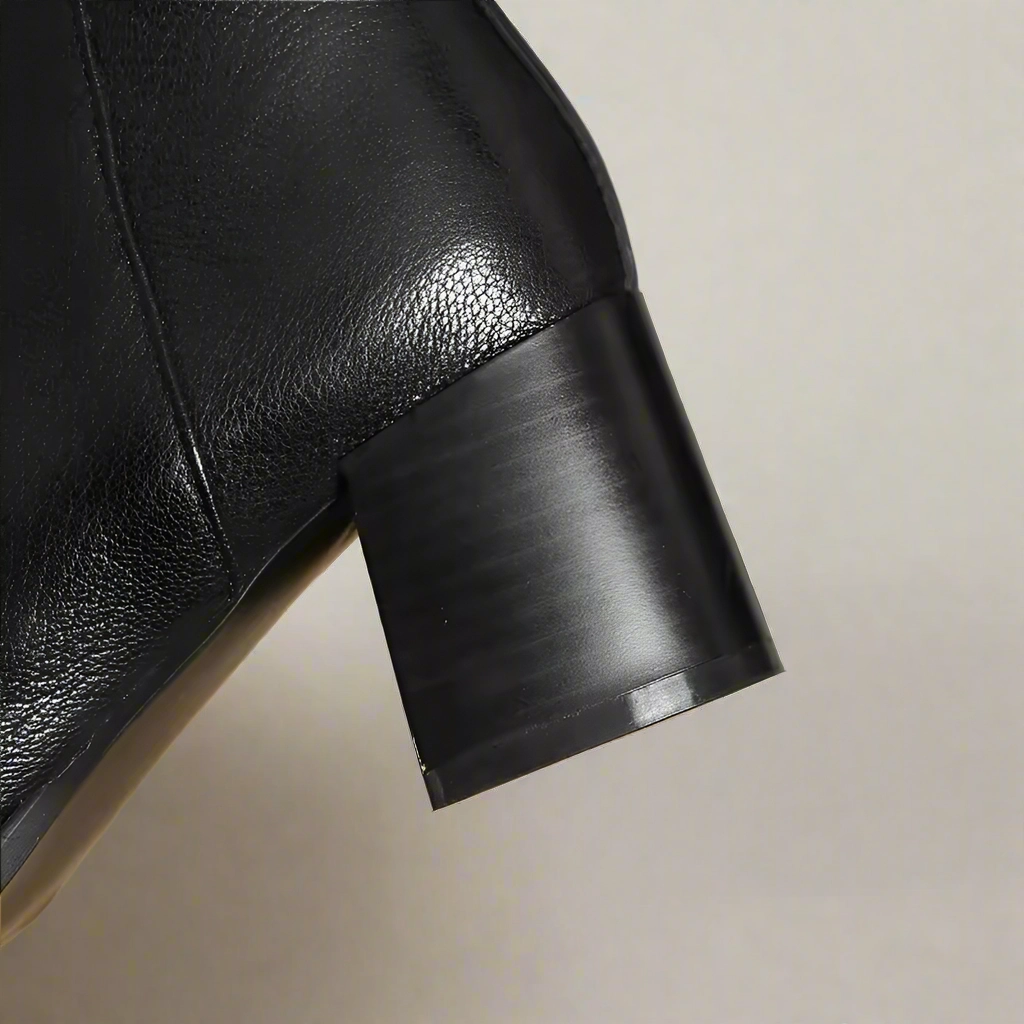 Elizabeth Black Side-Zip Chunky Ankle Boots