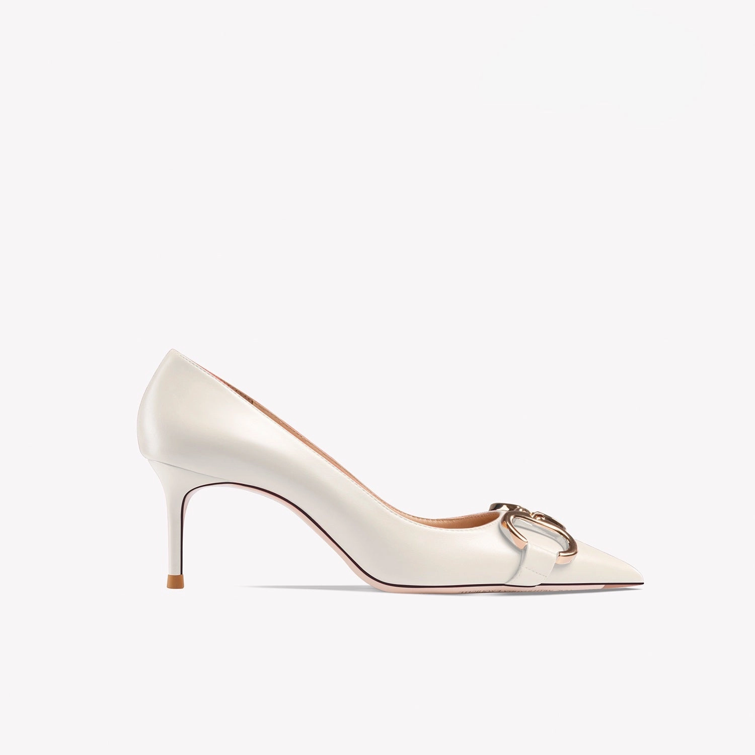 Ellie Buckle Leather Cream-White Heels