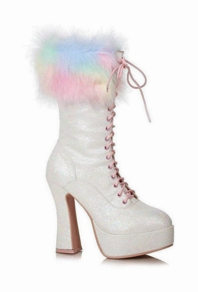 Ellie Shoes 557-NORA Chunky Heel Unicorn Boot With Faux Fur