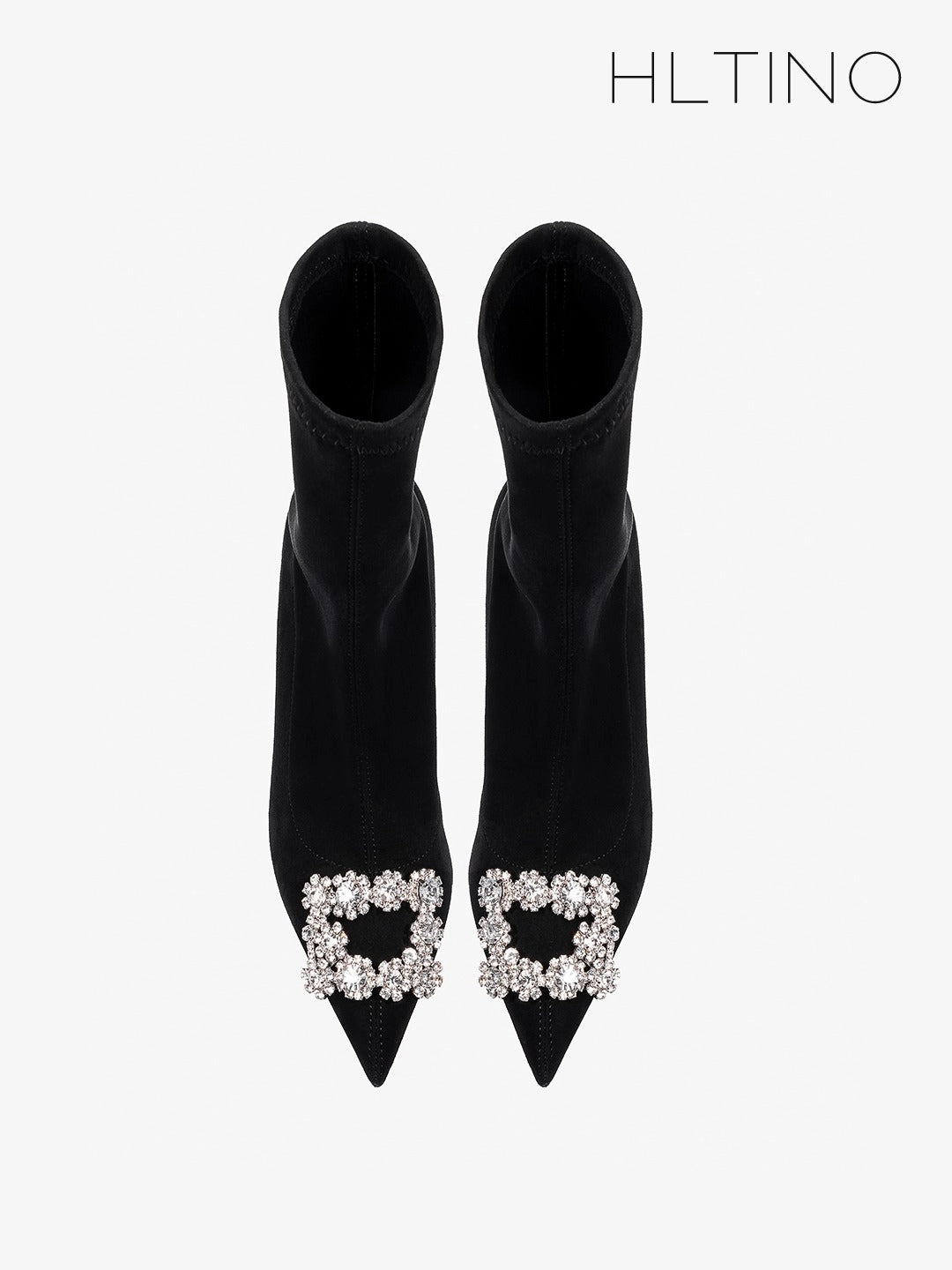 Erela Black Crystal Buckled Ankle Boots
