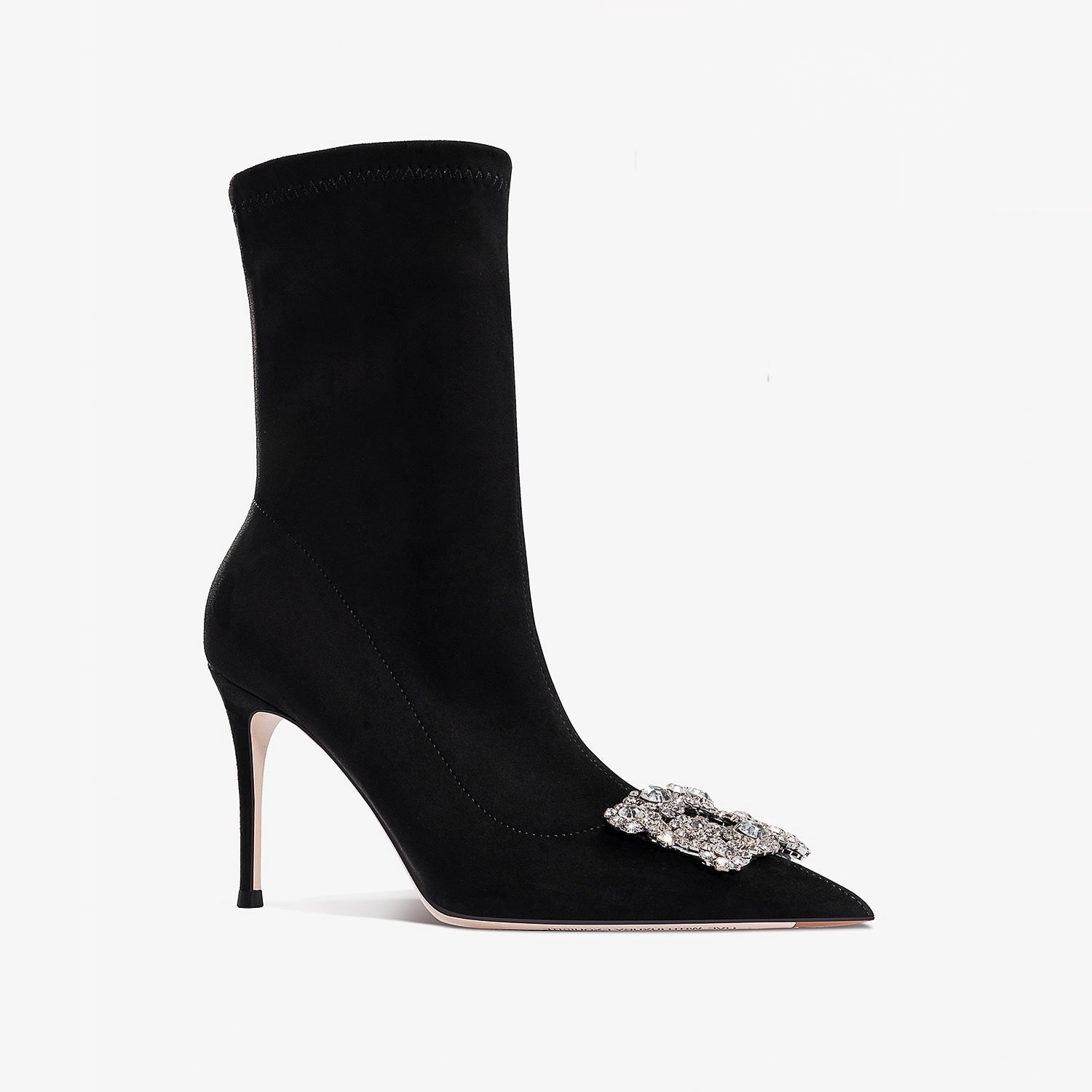 Erela Black Crystal Buckled Ankle Boots