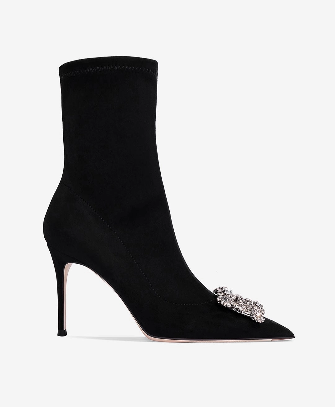 Erela Black Crystal Buckled Ankle Boots