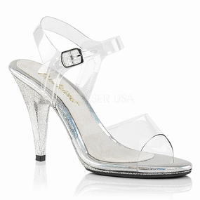 Fabulicious CARESS-408MG Clear Ankle Strap Sandals With Glitter Bottom