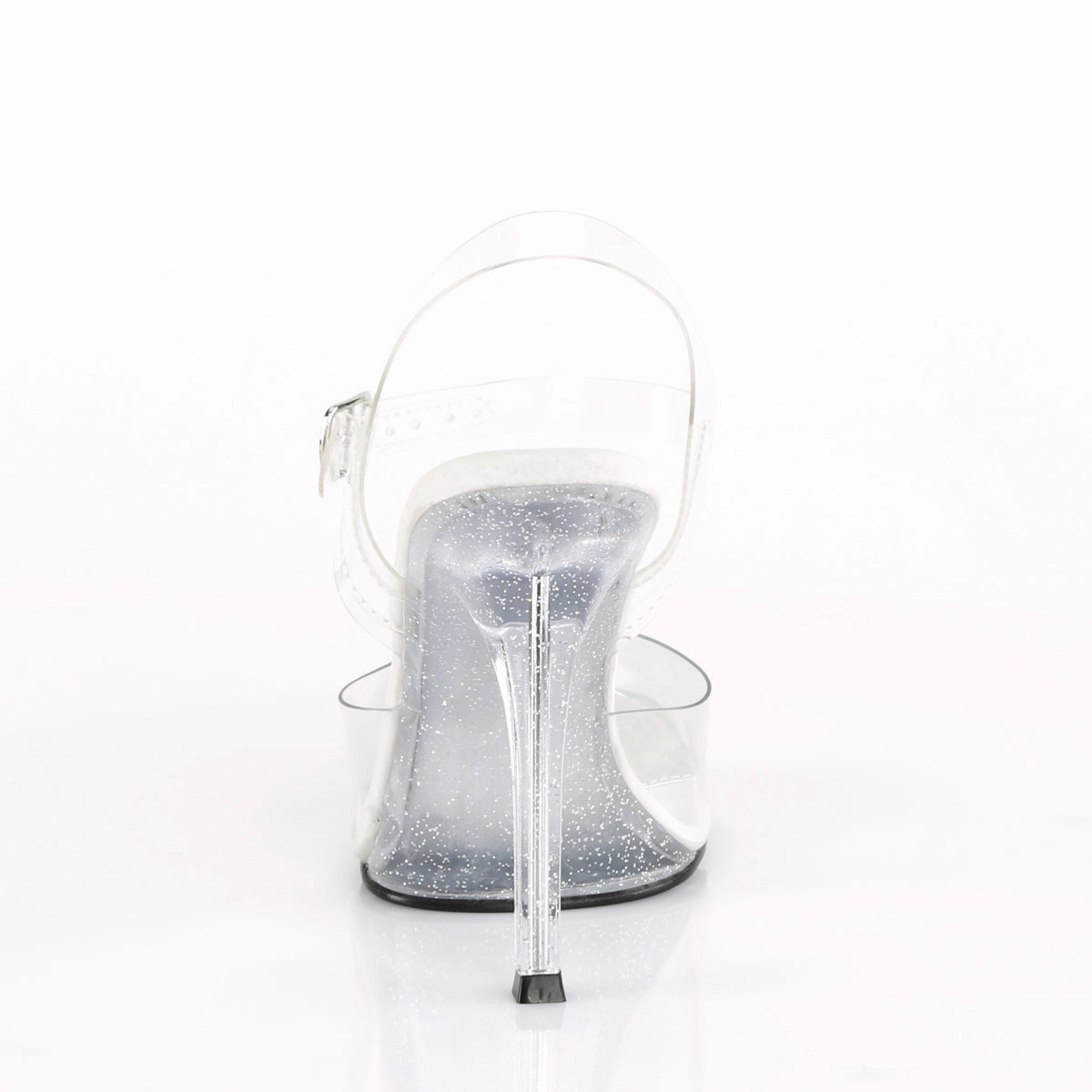 Fabulicious GALA-08MG Clear Ankle Strap Sandals With Glitter Bottom