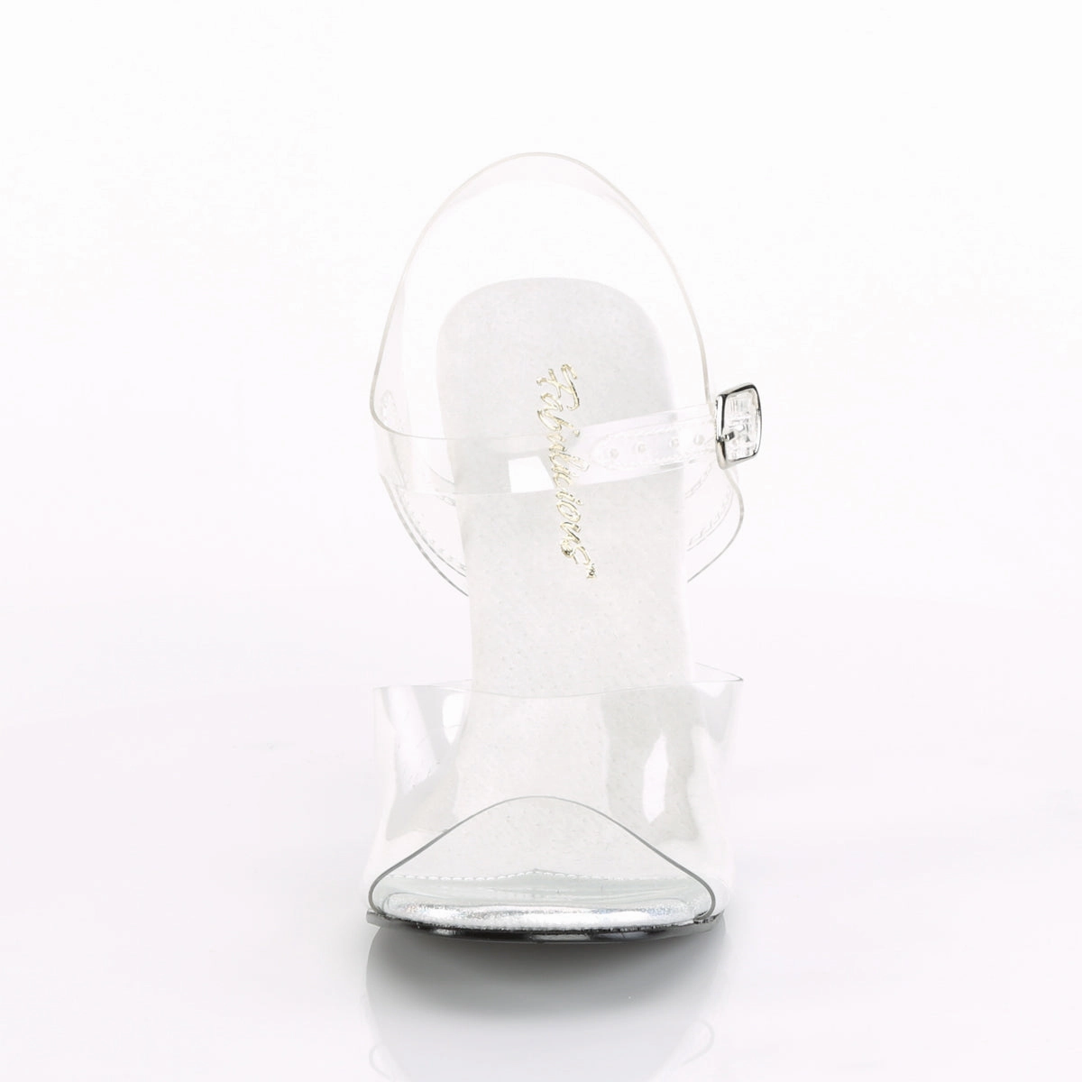 Fabulicious GALA-08MG Clear Ankle Strap Sandals With Glitter Bottom