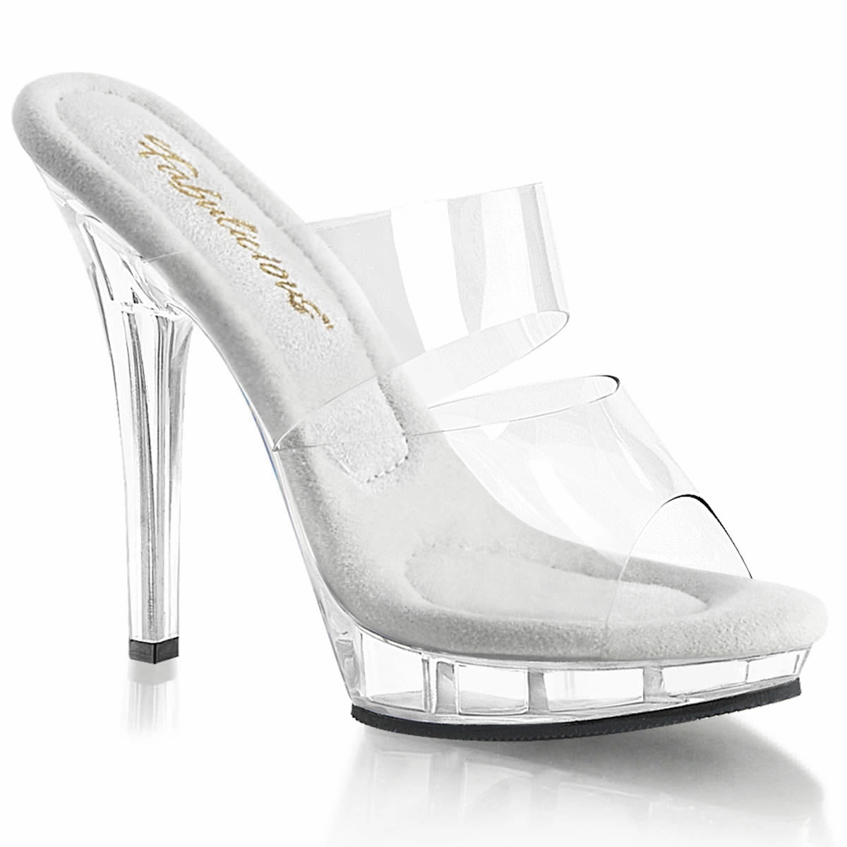 FABULICIOUS LIP-102 Clear-Clear Platform Slides