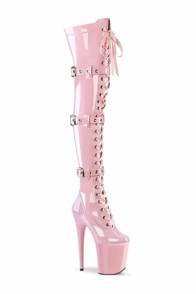 FLAMINGO-3028 Pink Patent Thigh Boot