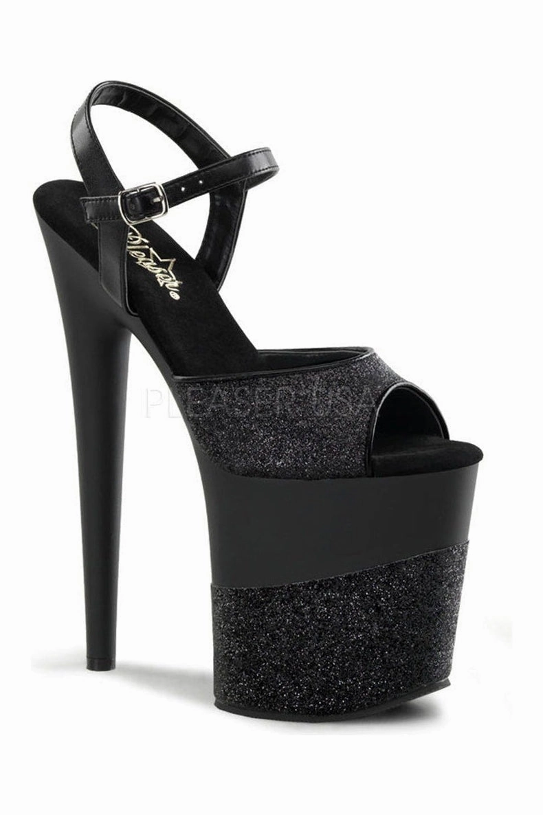 FLAMINGO-809-2G Platform Sandal  | Black Glitter