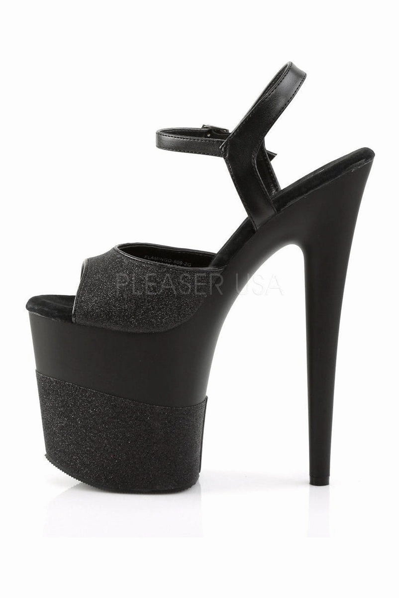 FLAMINGO-809-2G Platform Sandal  | Black Glitter