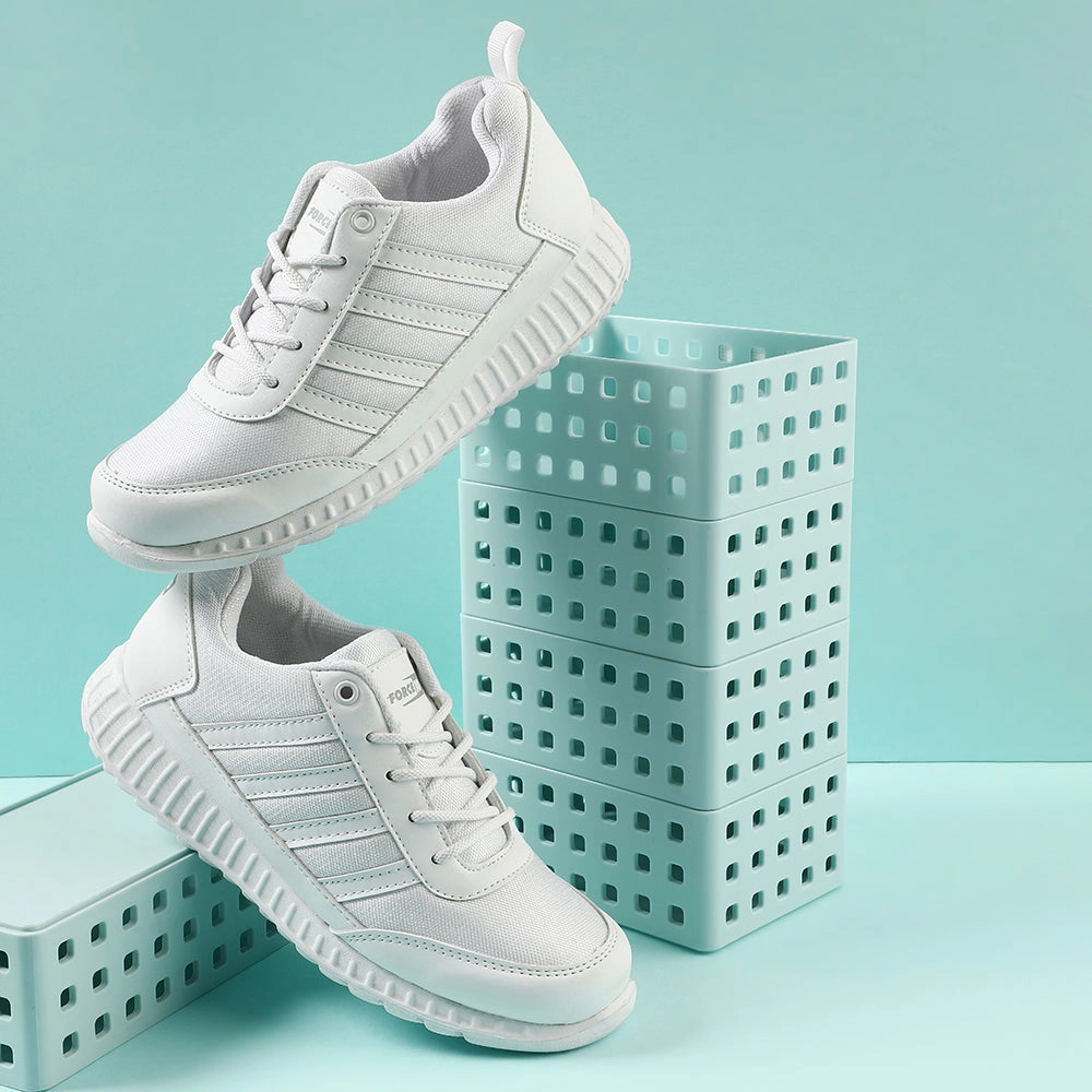 Force10 White Lacing Uniform School Shoes For Kids 9906-90SL By Liberty