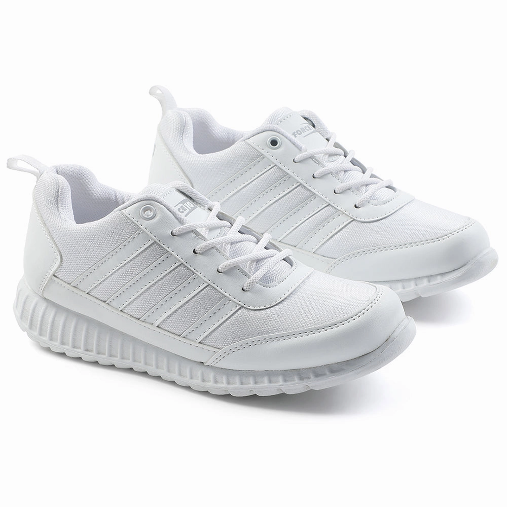 Force10 White Lacing Uniform School Shoes For Kids 9906-90SL By Liberty
