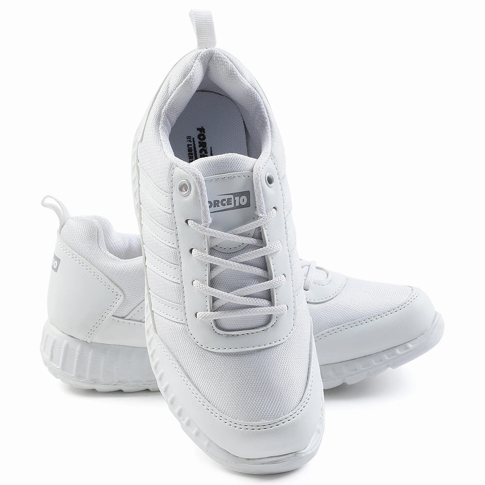 Force10 White Lacing Uniform School Shoes For Kids 9906-90SL By Liberty