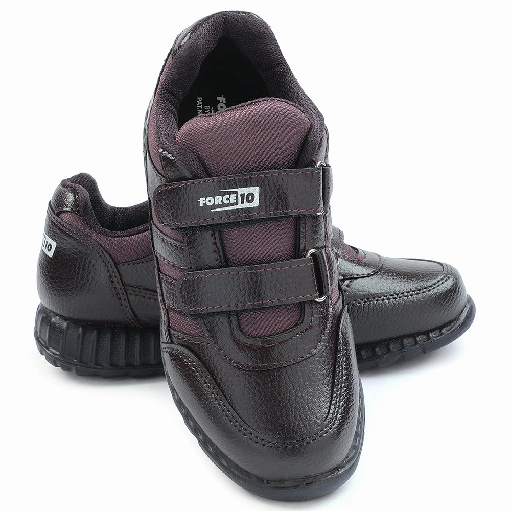 Force 10 Brown Non Lacing Uniform School Shoes For Kids ELECTRA-V By Liberty